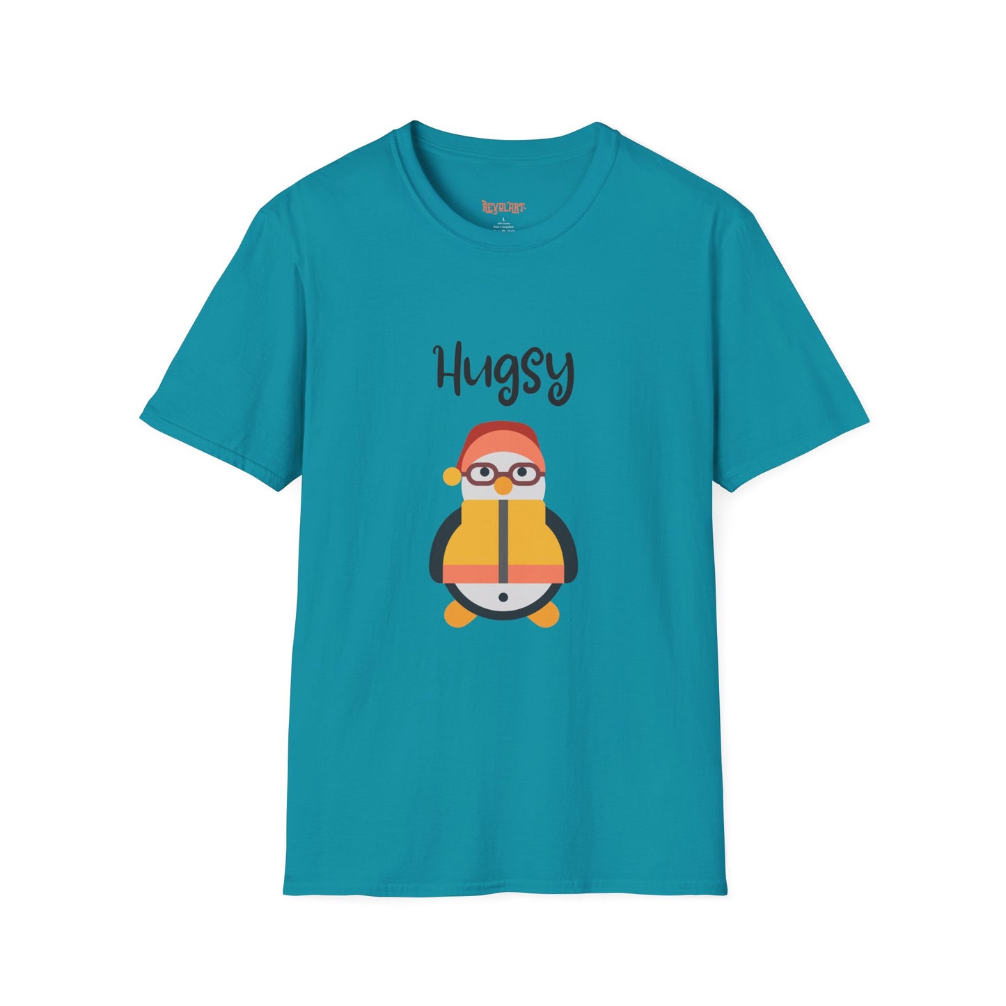 Cute HUGSY Graphic Unisex Softstyle T-Shirt, Holiday Gift, Casual Wear, Cute T-Shirt, Fun Apparel, Christmas Shirt for Friends Lovers