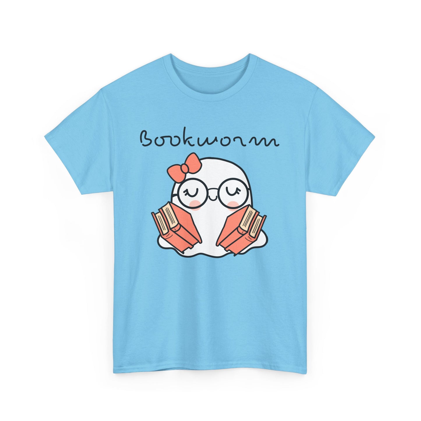 Cute Ghosty Bookwork Unisex Heavy Cotton Tee