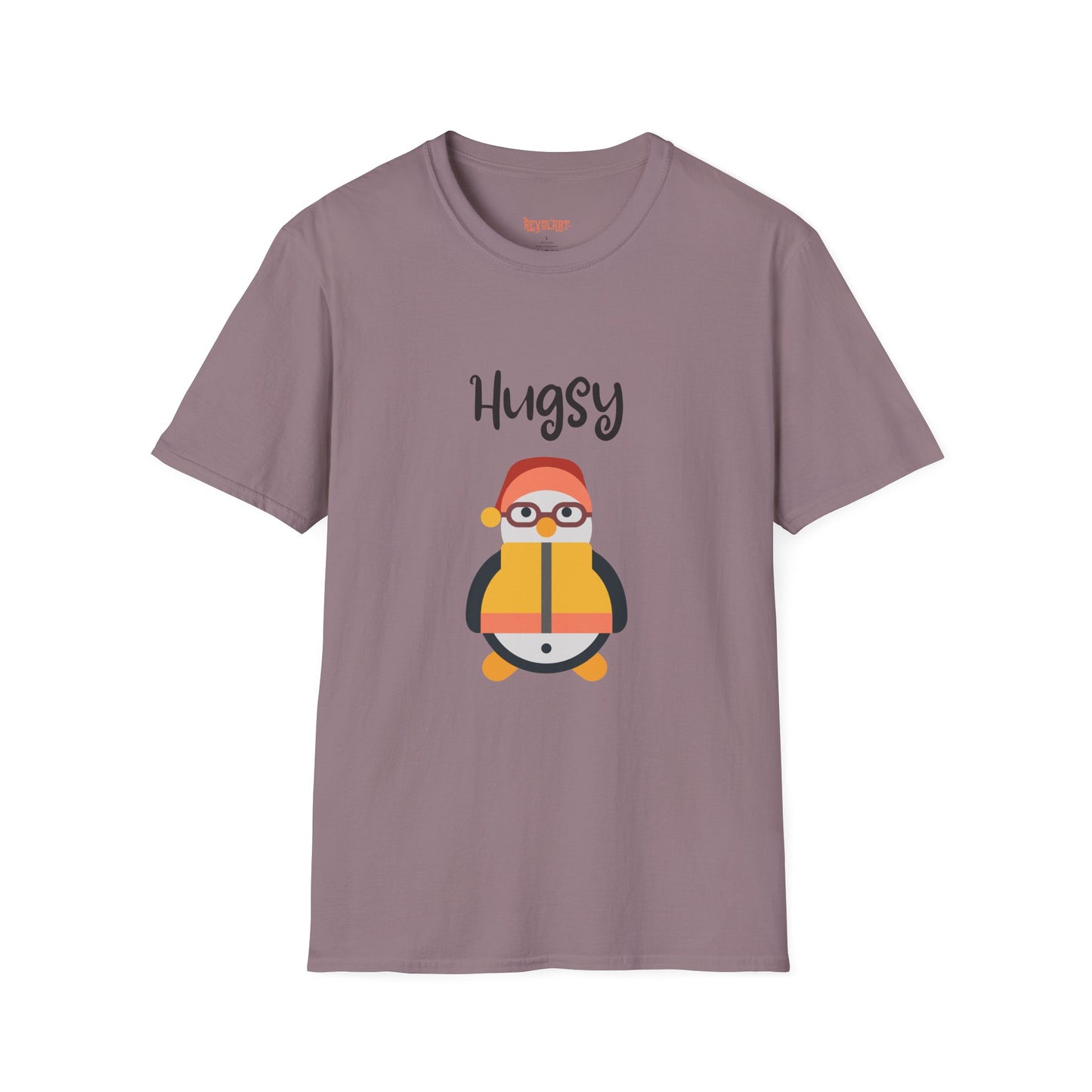 Cute HUGSY Graphic Unisex Softstyle T-Shirt, Holiday Gift, Casual Wear, Cute T-Shirt, Fun Apparel, Christmas Shirt for Friends Lovers