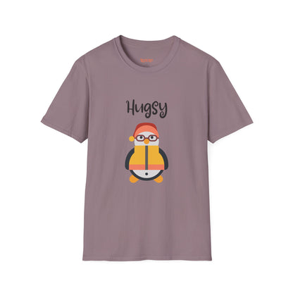 Cute HUGSY Graphic Unisex Softstyle T-Shirt, Holiday Gift, Casual Wear, Cute T-Shirt, Fun Apparel, Christmas Shirt for Friends Lovers