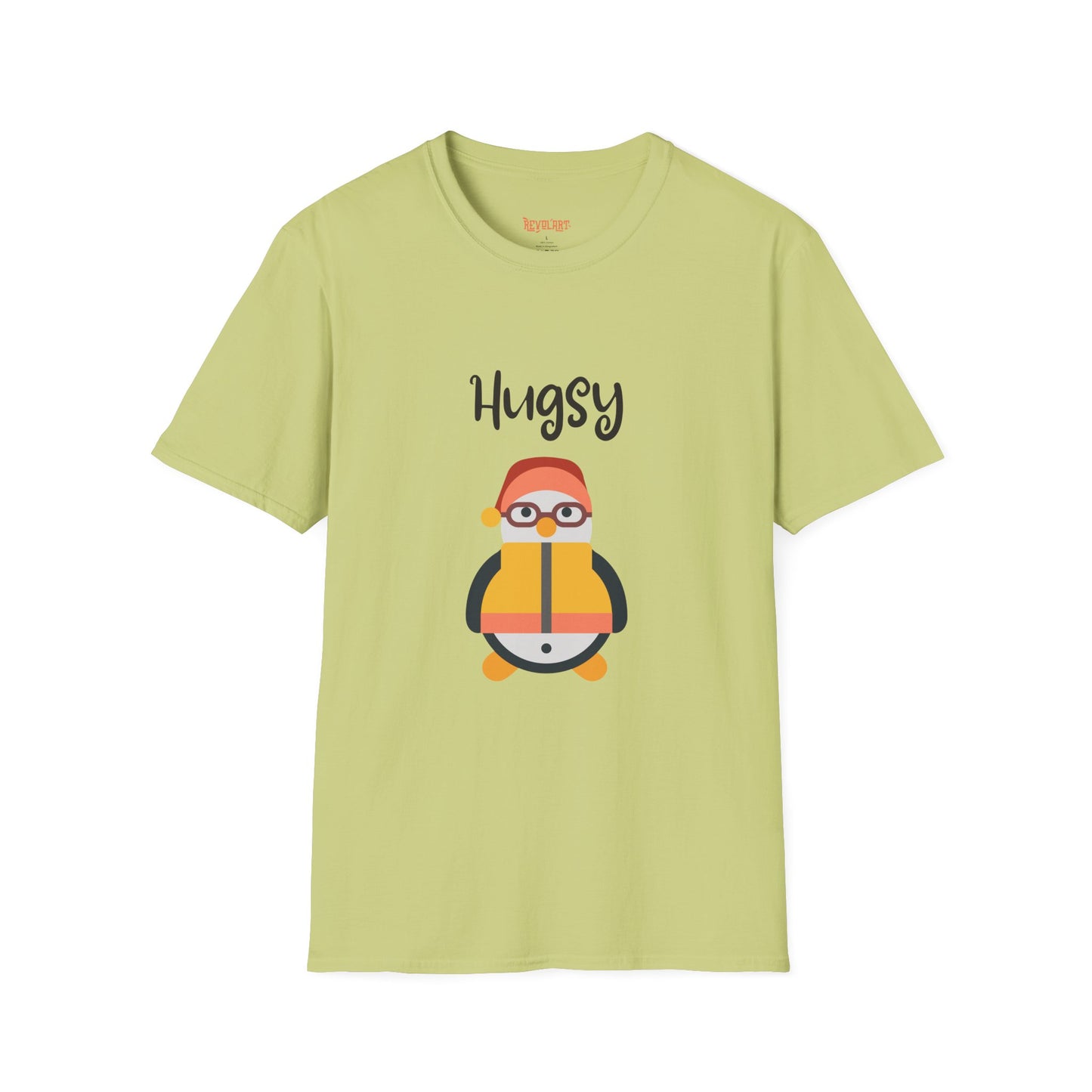 Cute HUGSY Graphic Unisex Softstyle T-Shirt, Holiday Gift, Casual Wear, Cute T-Shirt, Fun Apparel, Christmas Shirt for Friends Lovers