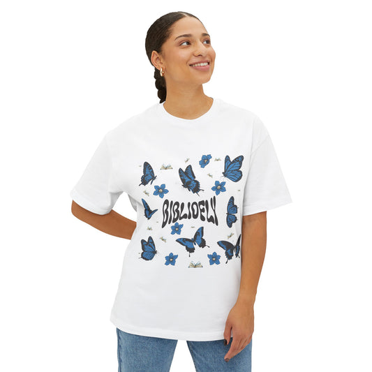 Butterfly Dream Unisex Oversized Boxy Tee - Comfortable & Stylish for Book Lovers