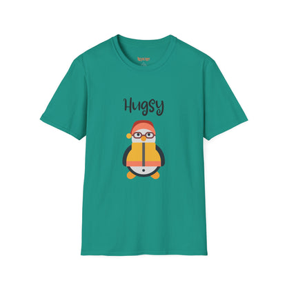 Cute HUGSY Graphic Unisex Softstyle T-Shirt, Holiday Gift, Casual Wear, Cute T-Shirt, Fun Apparel, Christmas Shirt for Friends Lovers