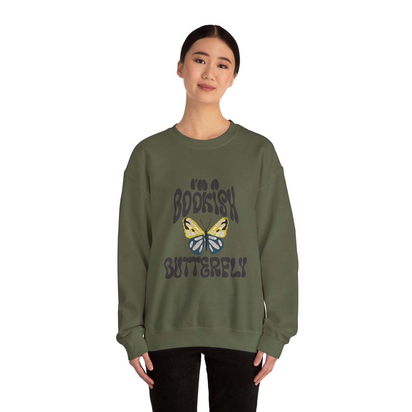 I'm a Bookish Butterfly Crewneck Sweatshirt - Cozy Literary Gift for Book Lovers