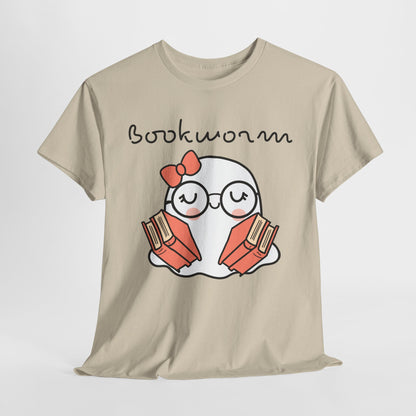 Cute Ghosty Bookwork Unisex Heavy Cotton Tee