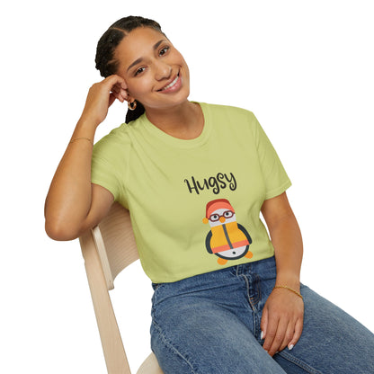 Cute HUGSY Graphic Unisex Softstyle T-Shirt, Holiday Gift, Casual Wear, Cute T-Shirt, Fun Apparel, Christmas Shirt for Friends Lovers
