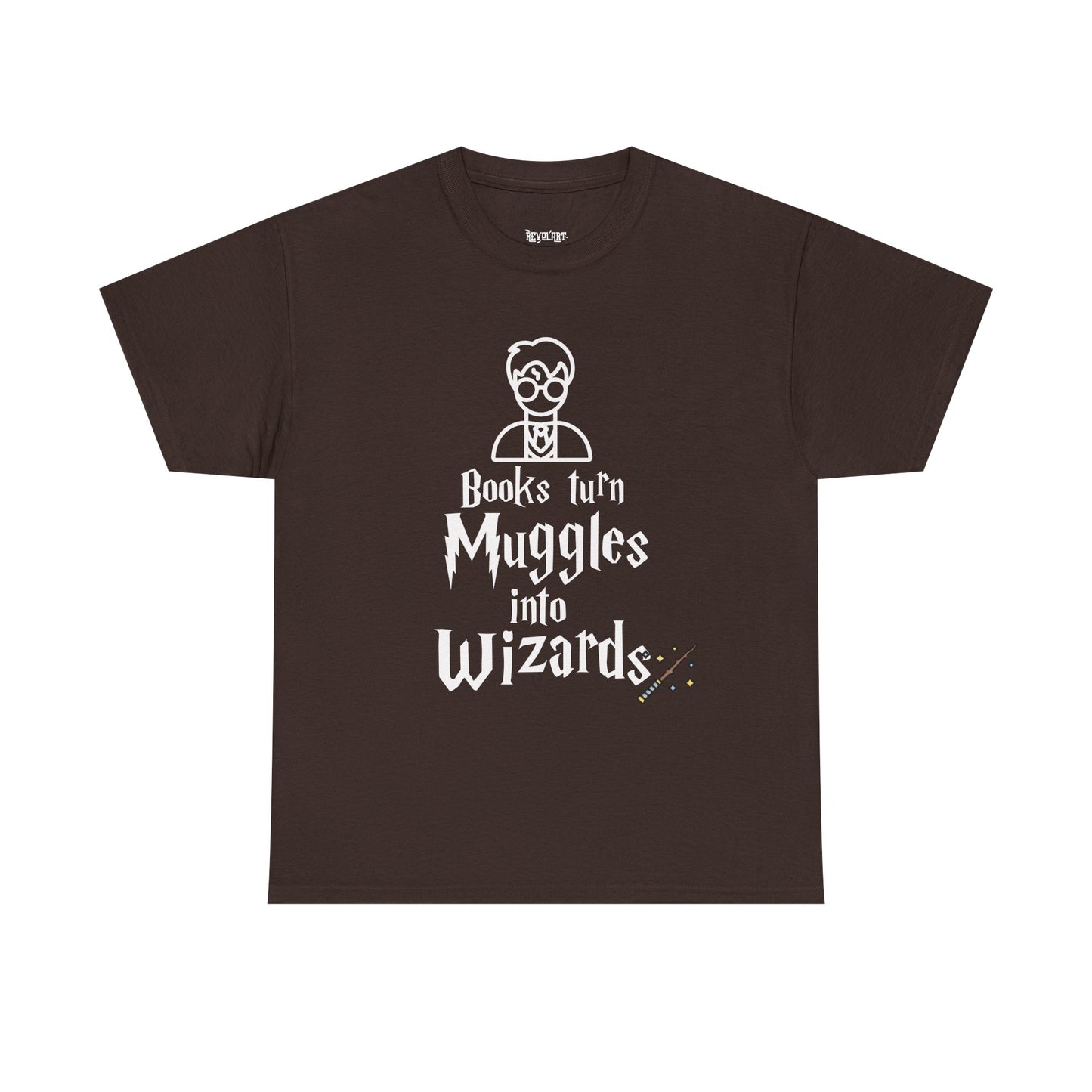 Books Turn Muggles into Wizards Unisex Heavy Cotton Tee