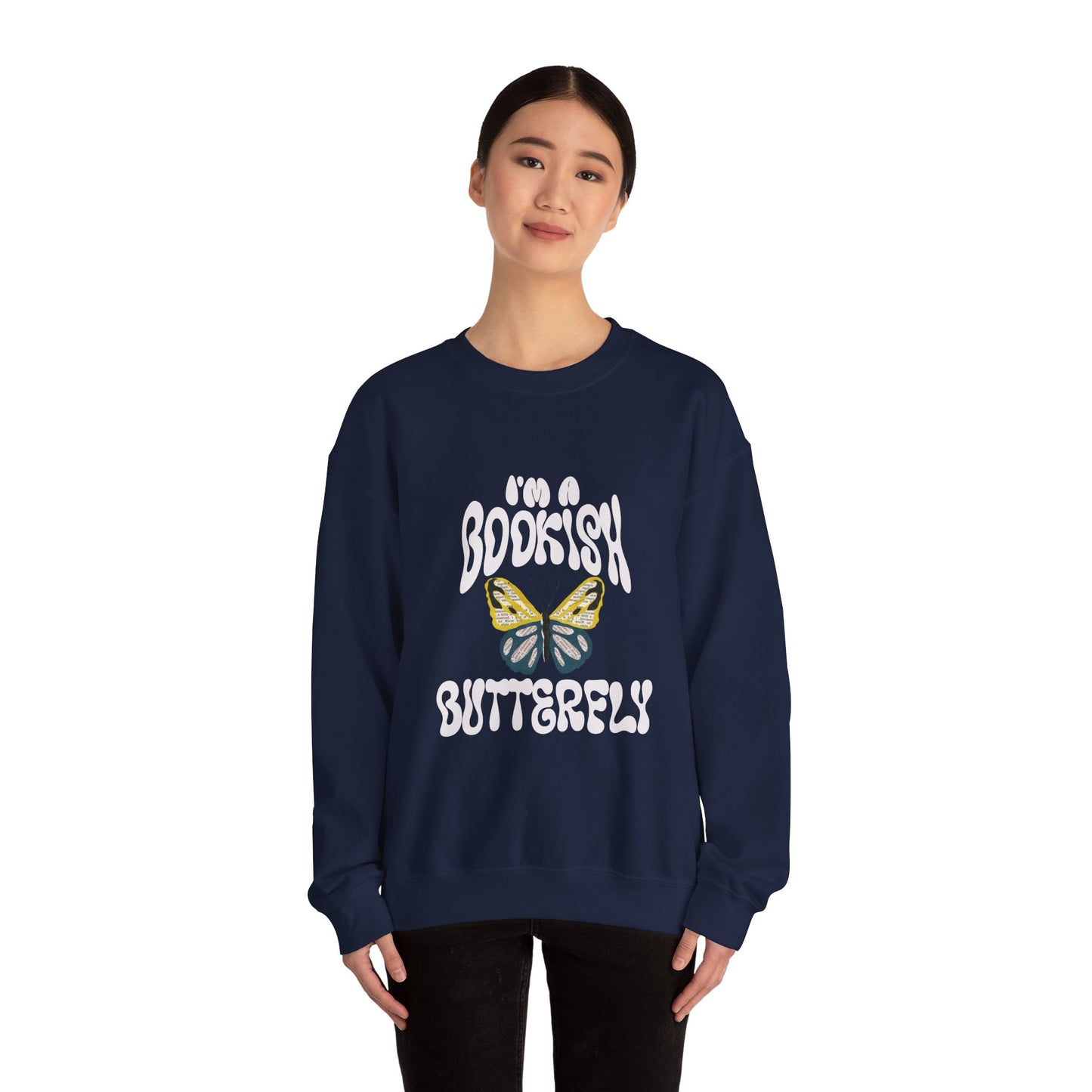 I'm a Bookish Butterfly Crewneck Sweatshirt - Cozy Literary Gift for Book Lovers