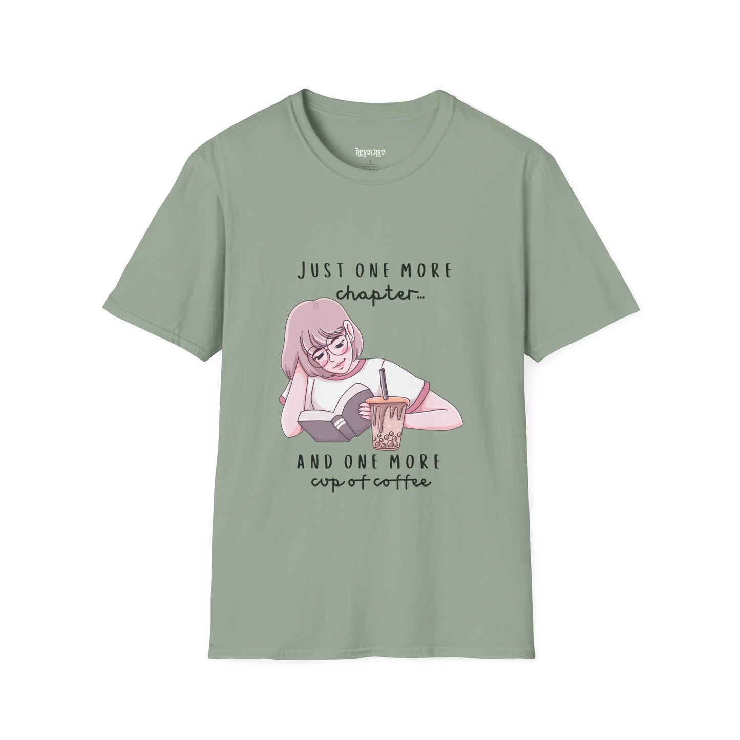 Book Lover's Unisex Softstyle T-Shirt - "Just One More Chapter" Design