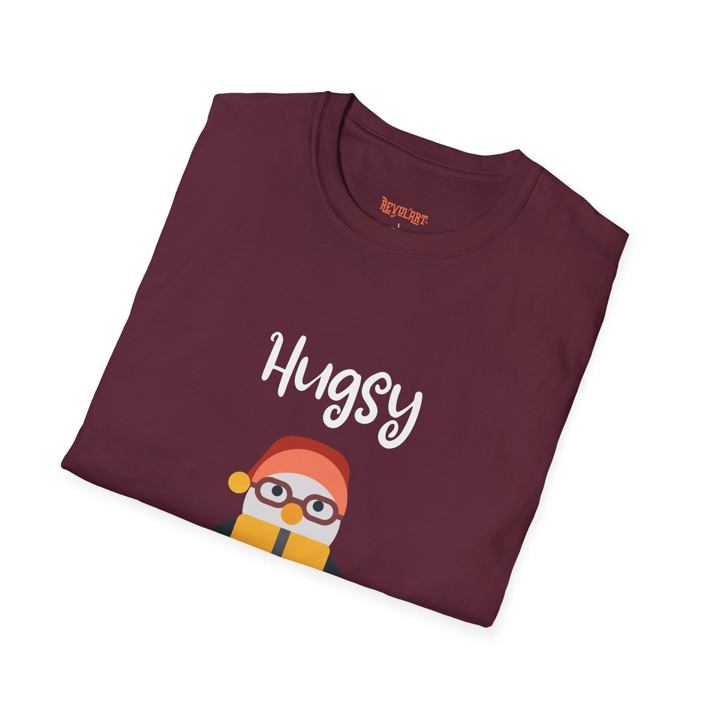 Cute HUGSY Graphic Unisex Softstyle T-Shirt, Holiday Gift, Casual Wear, Cute T-Shirt, Fun Apparel, Christmas Shirt for Friends Lovers