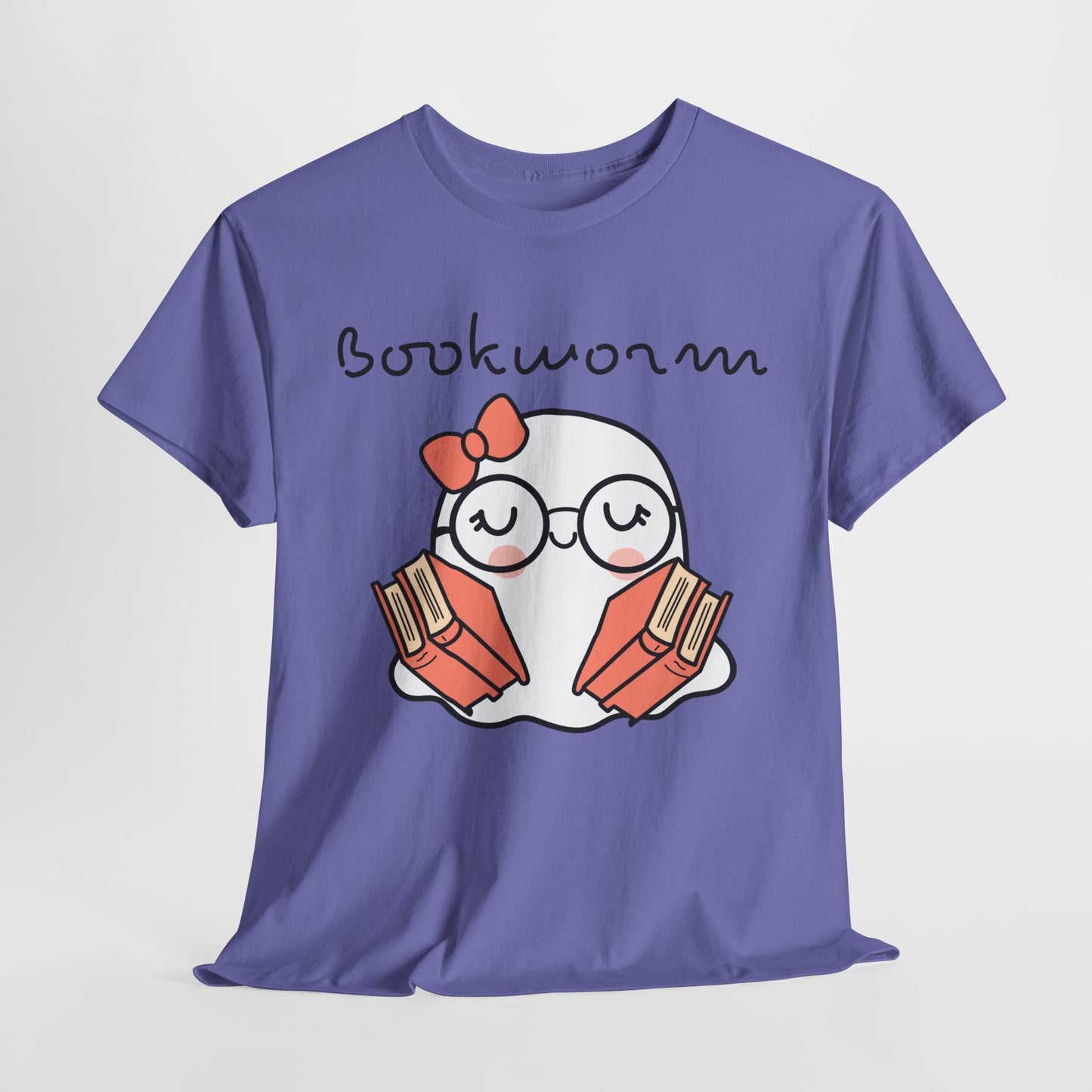 Cute Ghosty Bookwork Unisex Heavy Cotton Tee