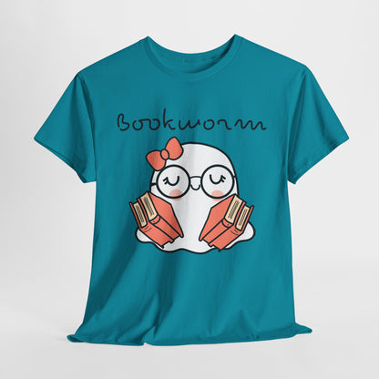 Cute Ghosty Bookwork Unisex Heavy Cotton Tee