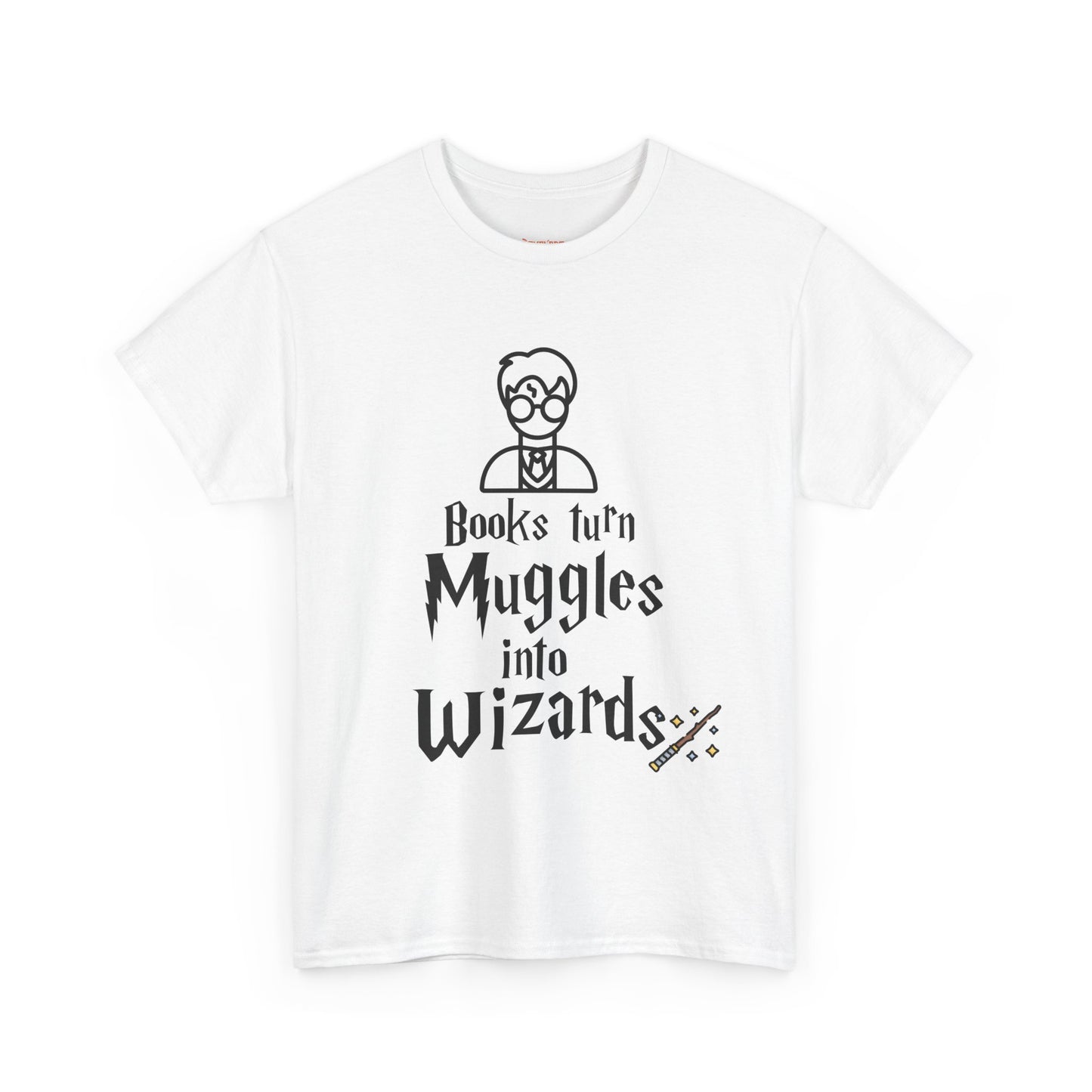 Books Turn Muggles into Wizards Unisex Heavy Cotton Tee