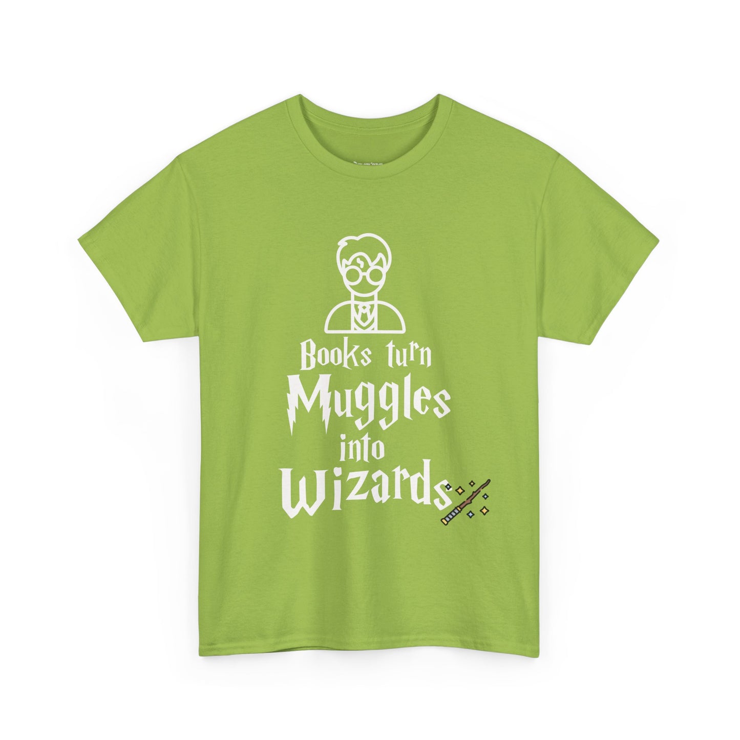 Books Turn Muggles into Wizards Unisex Heavy Cotton Tee
