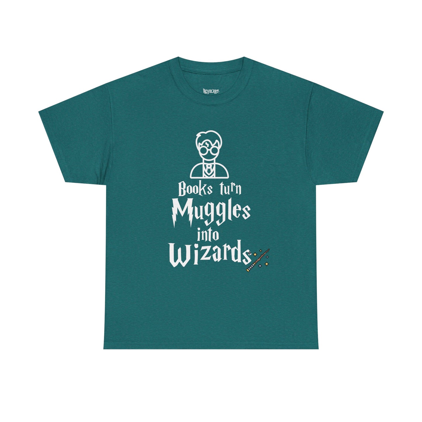 Books Turn Muggles into Wizards Unisex Heavy Cotton Tee