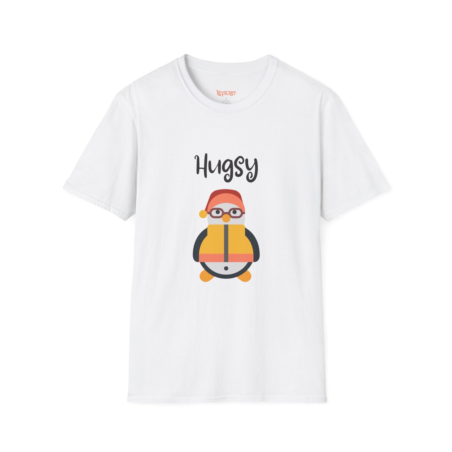 Cute HUGSY Graphic Unisex Softstyle T-Shirt, Holiday Gift, Casual Wear, Cute T-Shirt, Fun Apparel, Christmas Shirt for Friends Lovers