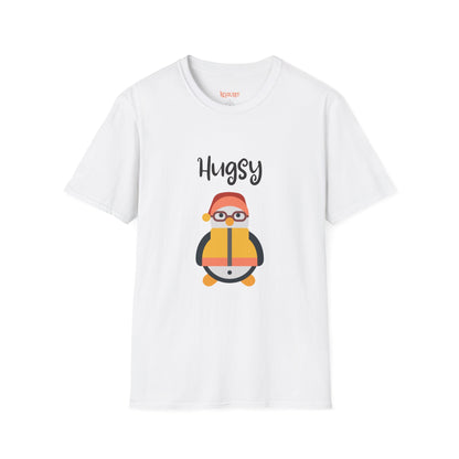 Cute HUGSY Graphic Unisex Softstyle T-Shirt, Holiday Gift, Casual Wear, Cute T-Shirt, Fun Apparel, Christmas Shirt for Friends Lovers
