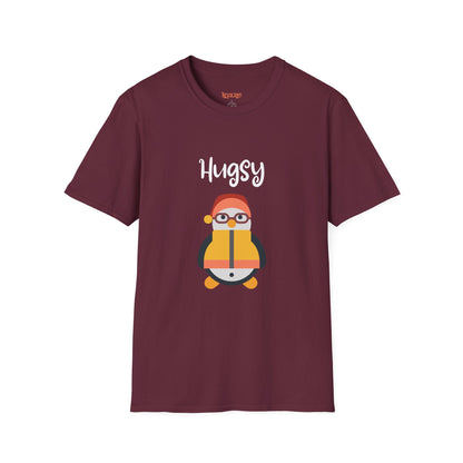 Cute HUGSY Graphic Unisex Softstyle T-Shirt, Holiday Gift, Casual Wear, Cute T-Shirt, Fun Apparel, Christmas Shirt for Friends Lovers