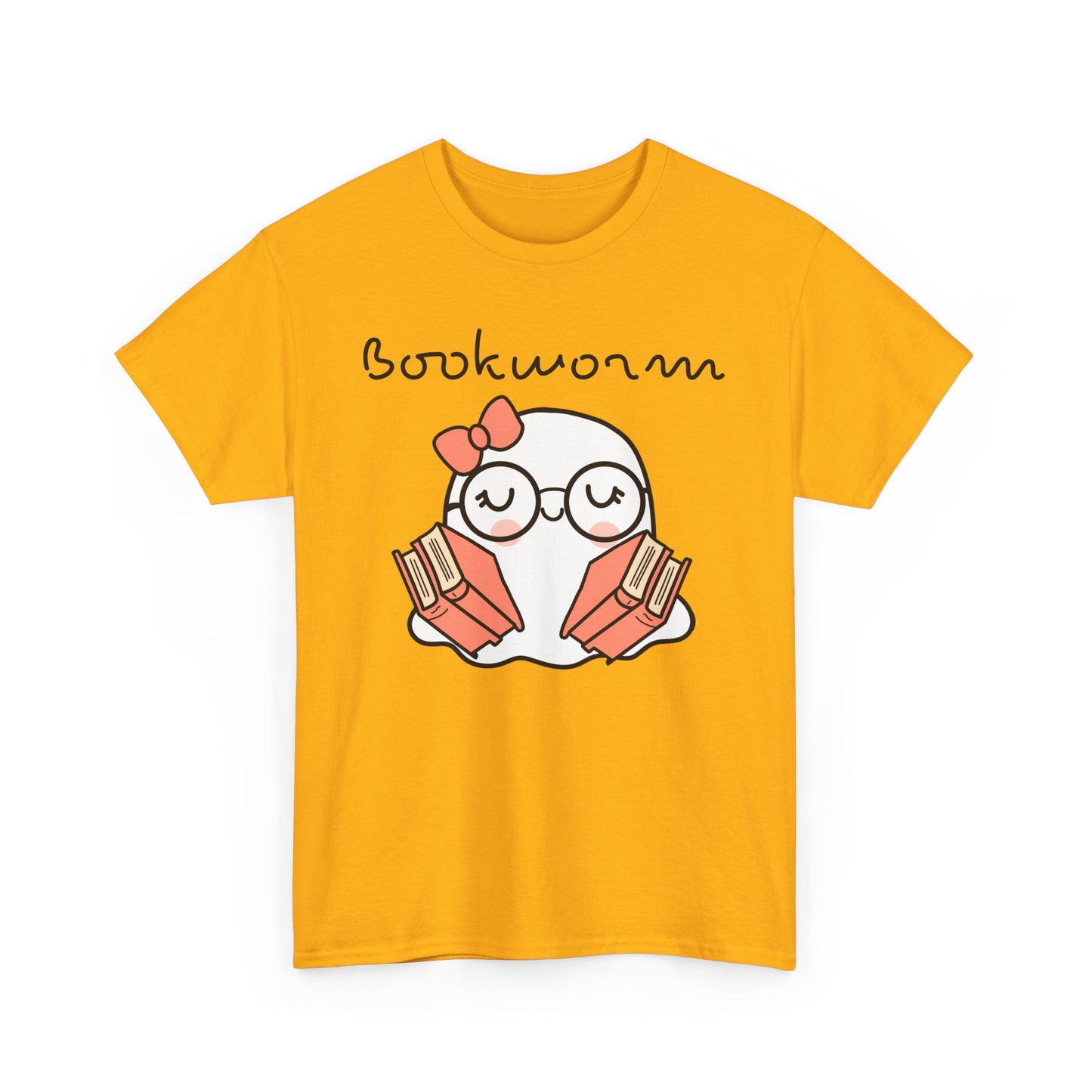 Cute Ghosty Bookwork Unisex Heavy Cotton Tee