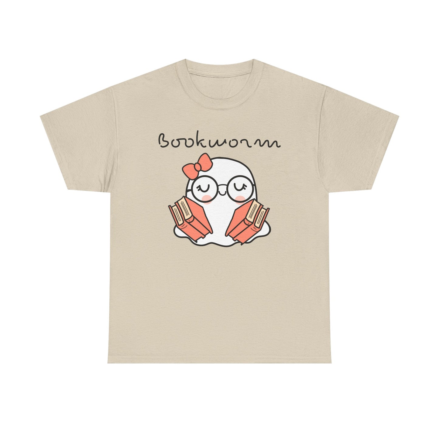 Cute Ghosty Bookwork Unisex Heavy Cotton Tee