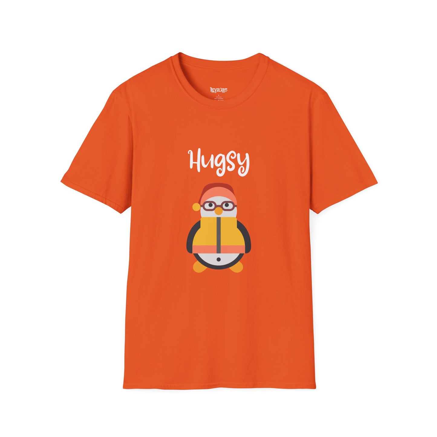 Cute HUGSY Graphic Unisex Softstyle T-Shirt, Holiday Gift, Casual Wear, Cute T-Shirt, Fun Apparel, Christmas Shirt for Friends Lovers