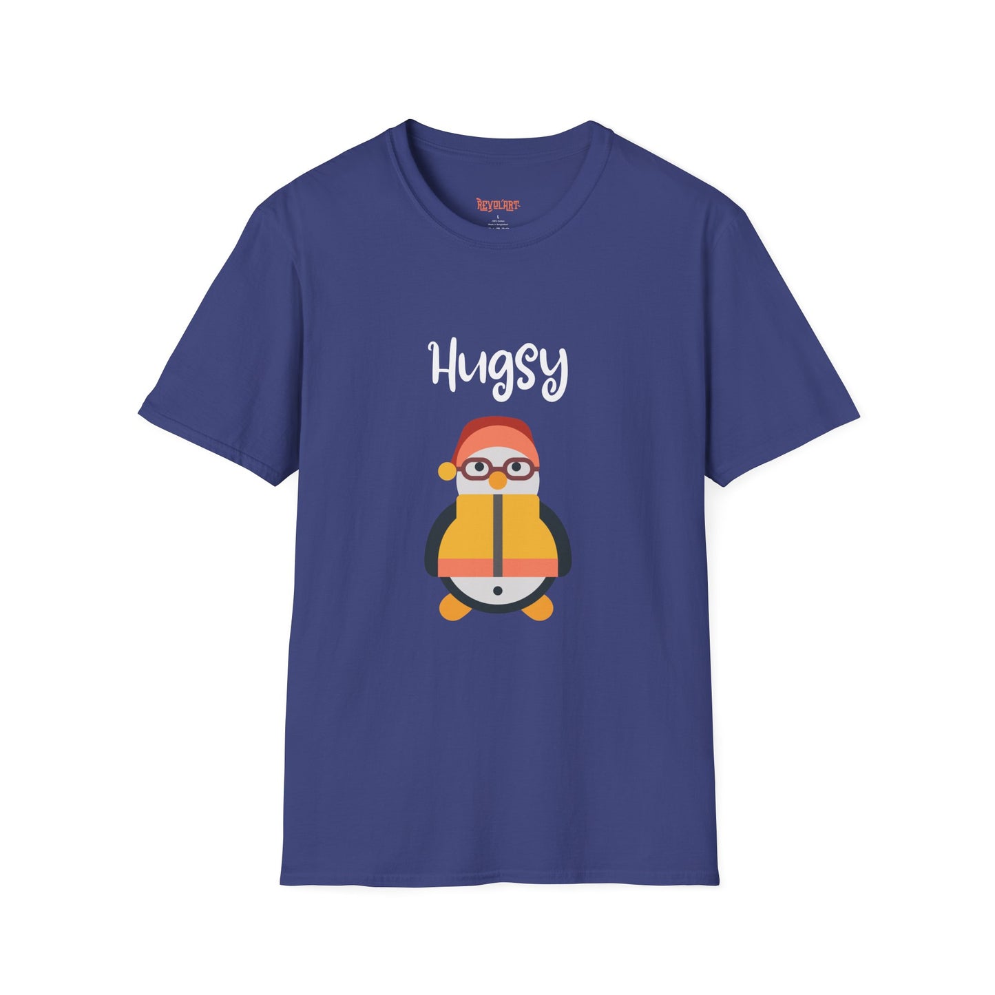 Cute HUGSY Graphic Unisex Softstyle T-Shirt, Holiday Gift, Casual Wear, Cute T-Shirt, Fun Apparel, Christmas Shirt for Friends Lovers