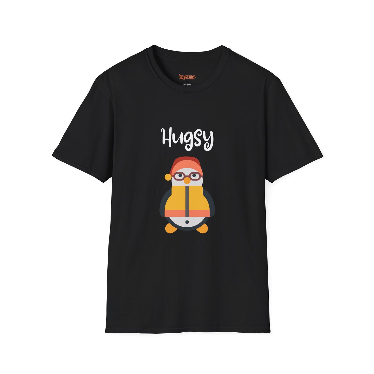 Cute HUGSY Graphic Unisex Softstyle T-Shirt, Holiday Gift, Casual Wear, Cute T-Shirt, Fun Apparel, Christmas Shirt for Friends Lovers