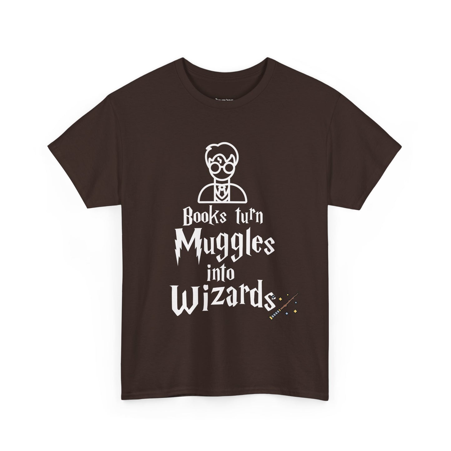 Books Turn Muggles into Wizards Unisex Heavy Cotton Tee