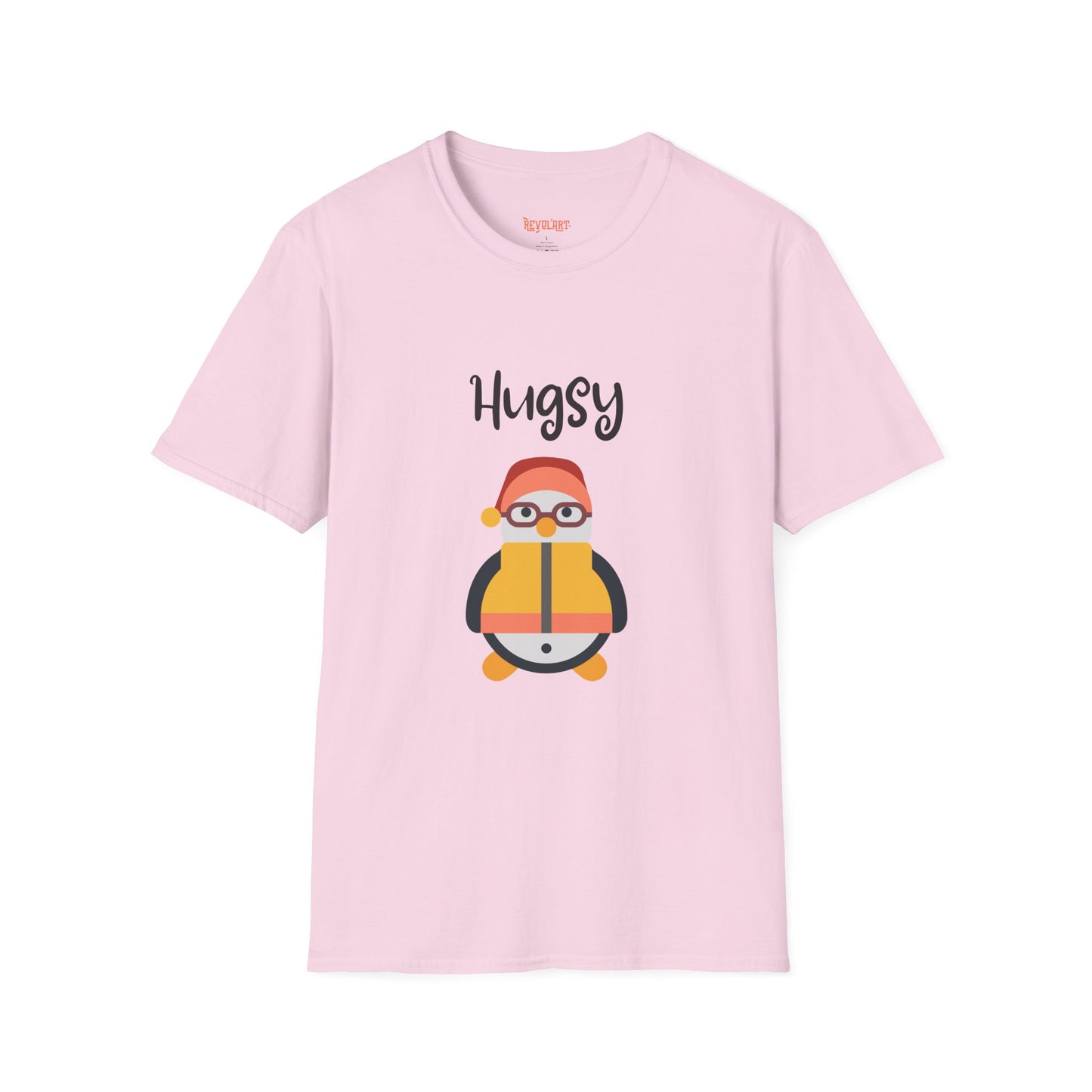 Cute HUGSY Graphic Unisex Softstyle T-Shirt, Holiday Gift, Casual Wear, Cute T-Shirt, Fun Apparel, Christmas Shirt for Friends Lovers