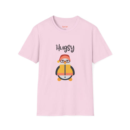 Cute HUGSY Graphic Unisex Softstyle T-Shirt, Holiday Gift, Casual Wear, Cute T-Shirt, Fun Apparel, Christmas Shirt for Friends Lovers