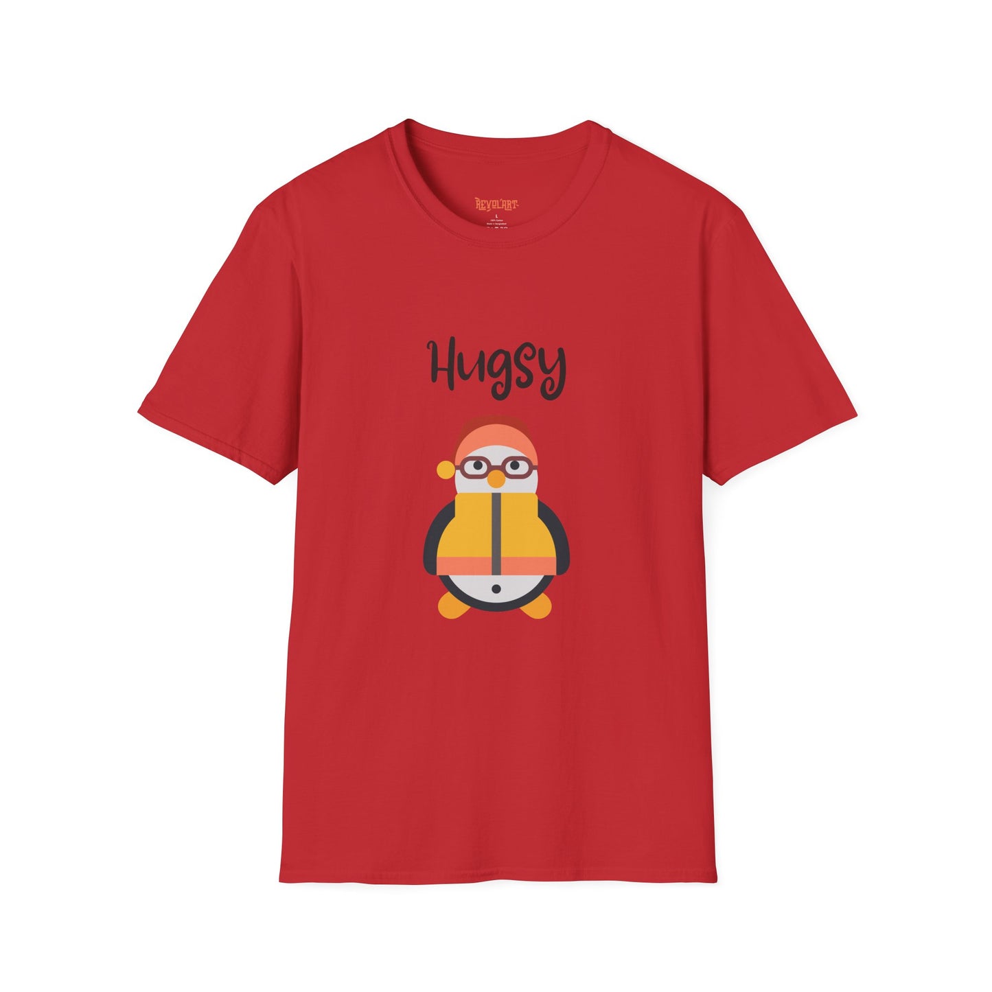 Cute HUGSY Graphic Unisex Softstyle T-Shirt, Holiday Gift, Casual Wear, Cute T-Shirt, Fun Apparel, Christmas Shirt for Friends Lovers