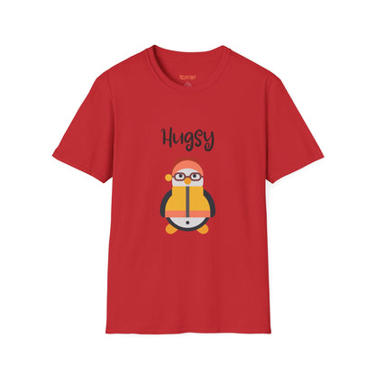 Cute HUGSY Graphic Unisex Softstyle T-Shirt, Holiday Gift, Casual Wear, Cute T-Shirt, Fun Apparel, Christmas Shirt for Friends Lovers