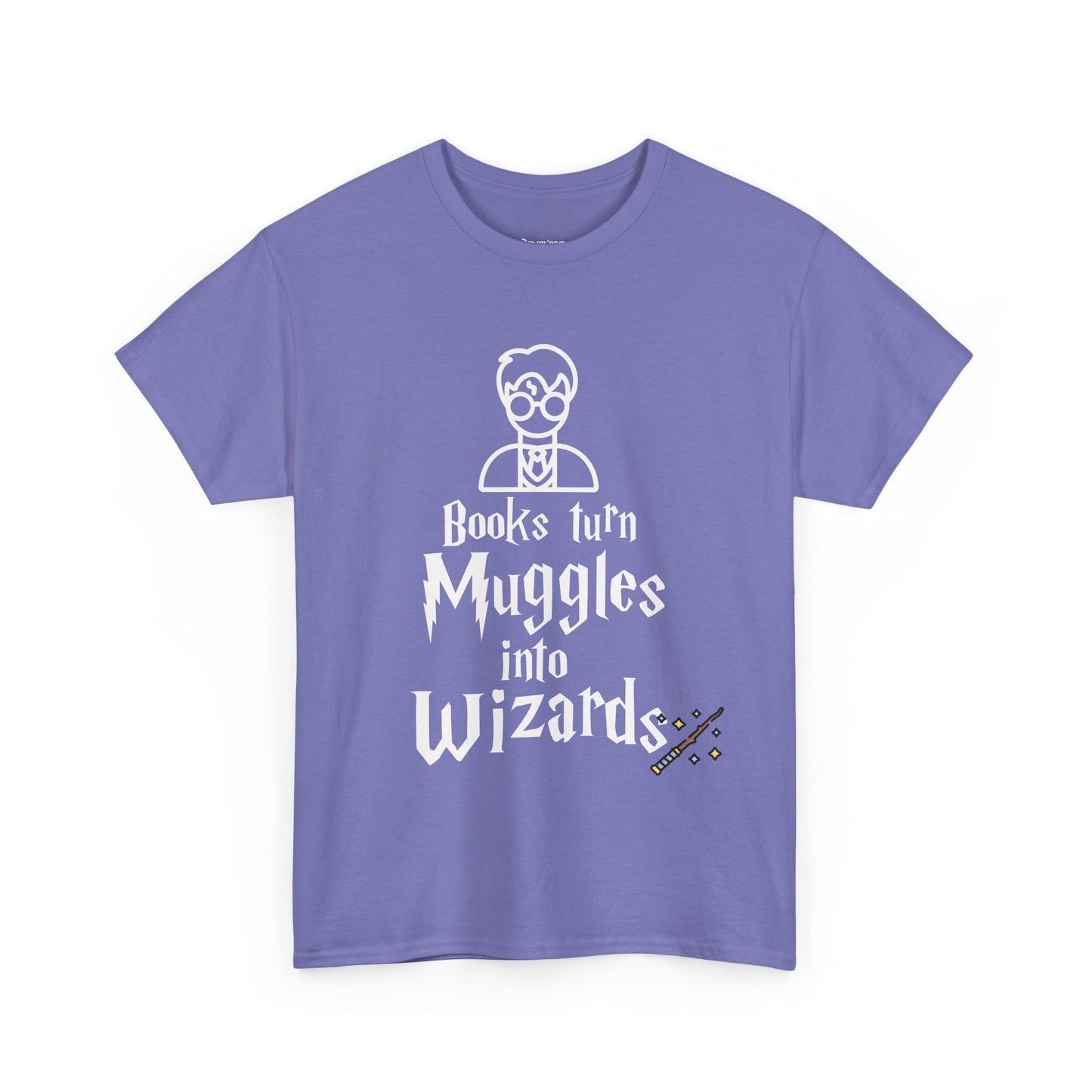 Books Turn Muggles into Wizards Unisex Heavy Cotton Tee
