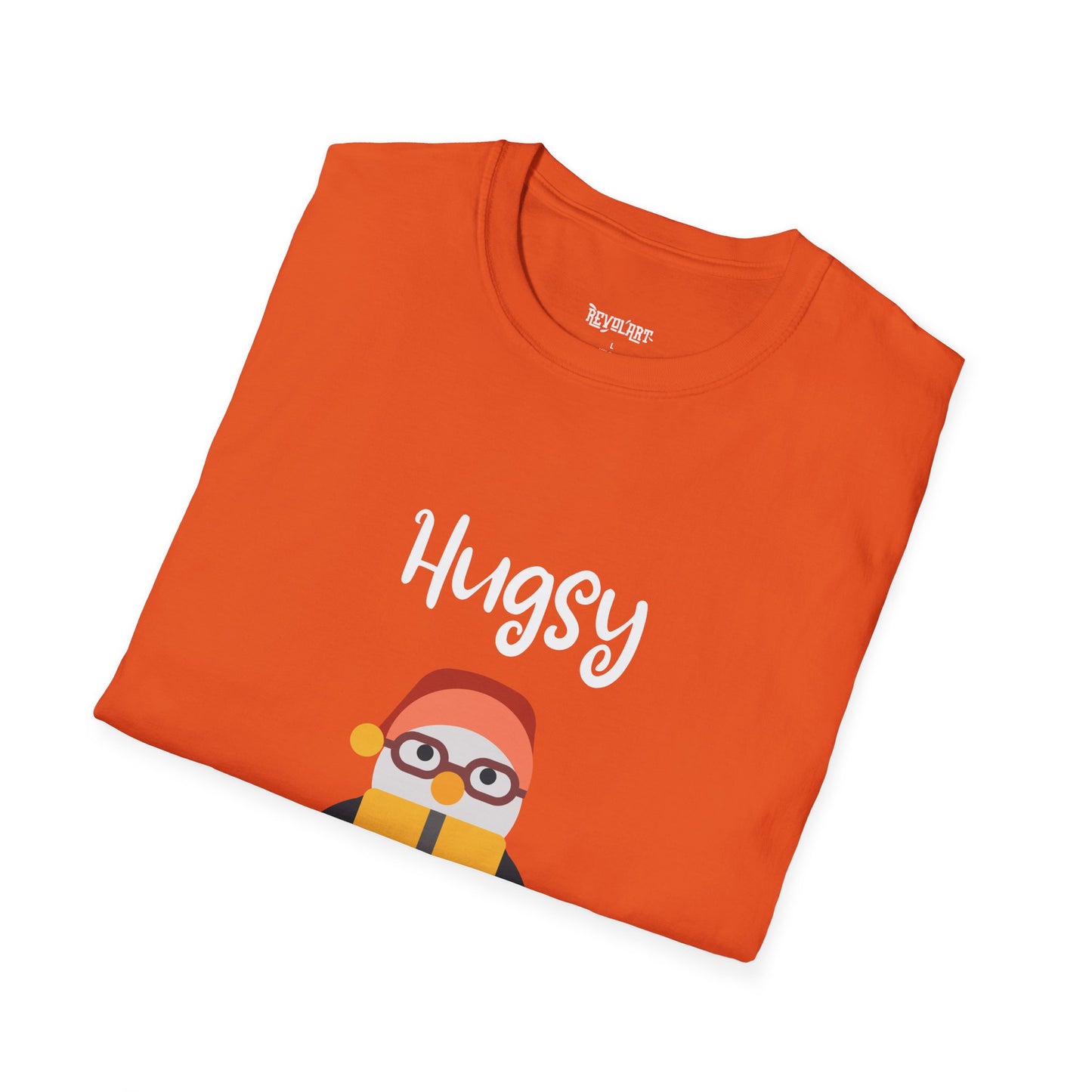 Cute HUGSY Graphic Unisex Softstyle T-Shirt, Holiday Gift, Casual Wear, Cute T-Shirt, Fun Apparel, Christmas Shirt for Friends Lovers