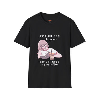 Book Lover's Unisex Softstyle T-Shirt - "Just One More Chapter" Design