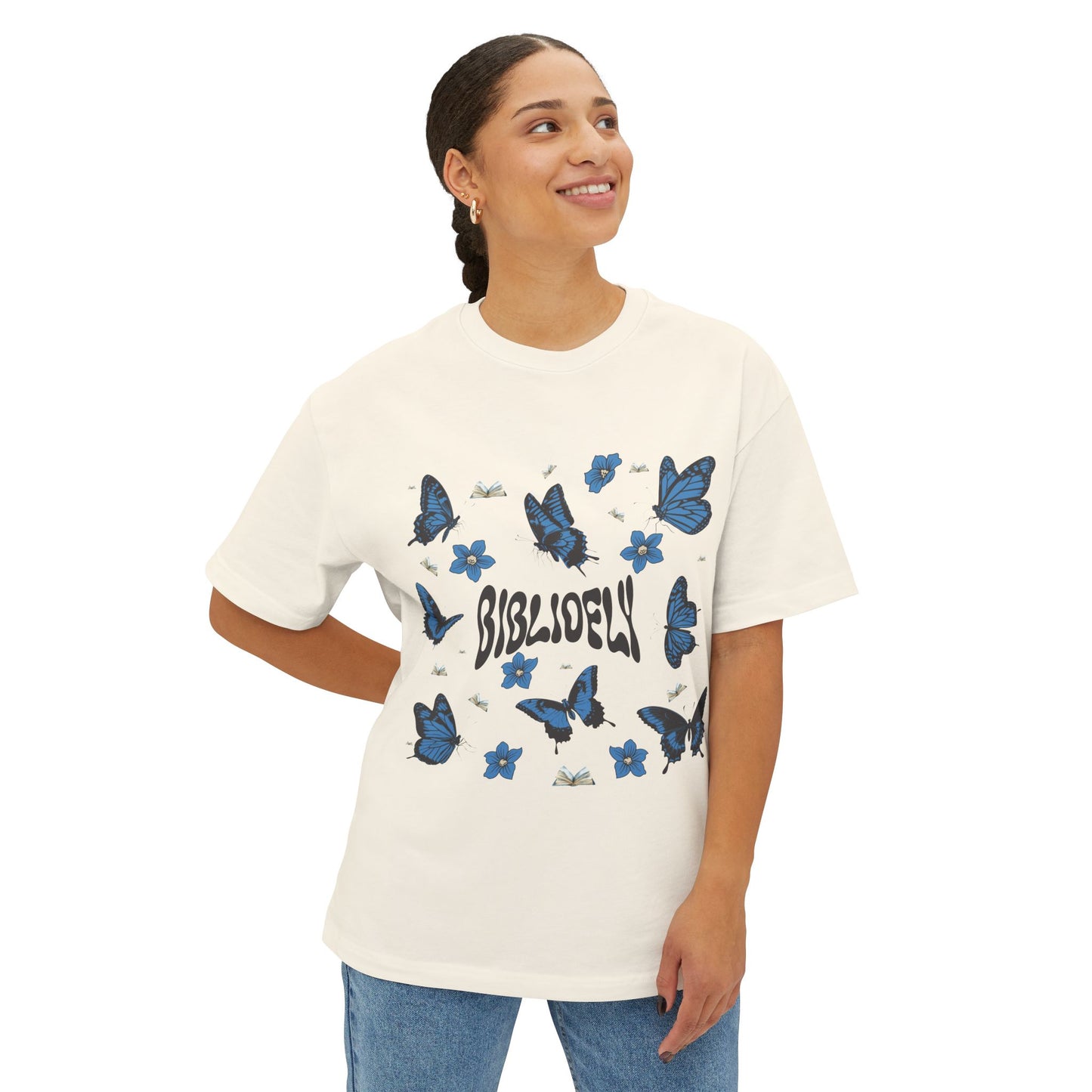 Butterfly Dream Unisex Oversized Boxy Tee - Comfortable & Stylish for Book Lovers