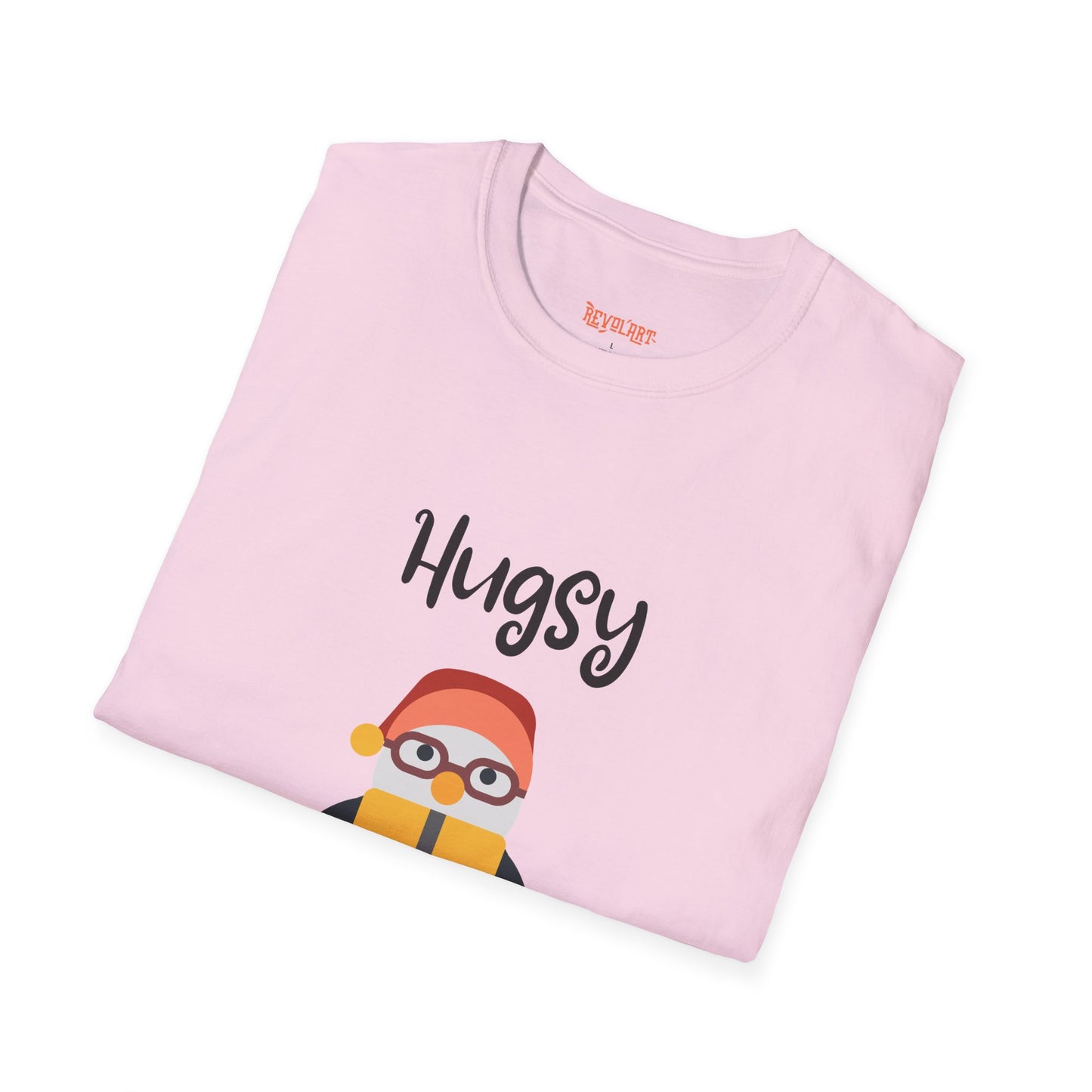 Cute HUGSY Graphic Unisex Softstyle T-Shirt, Holiday Gift, Casual Wear, Cute T-Shirt, Fun Apparel, Christmas Shirt for Friends Lovers