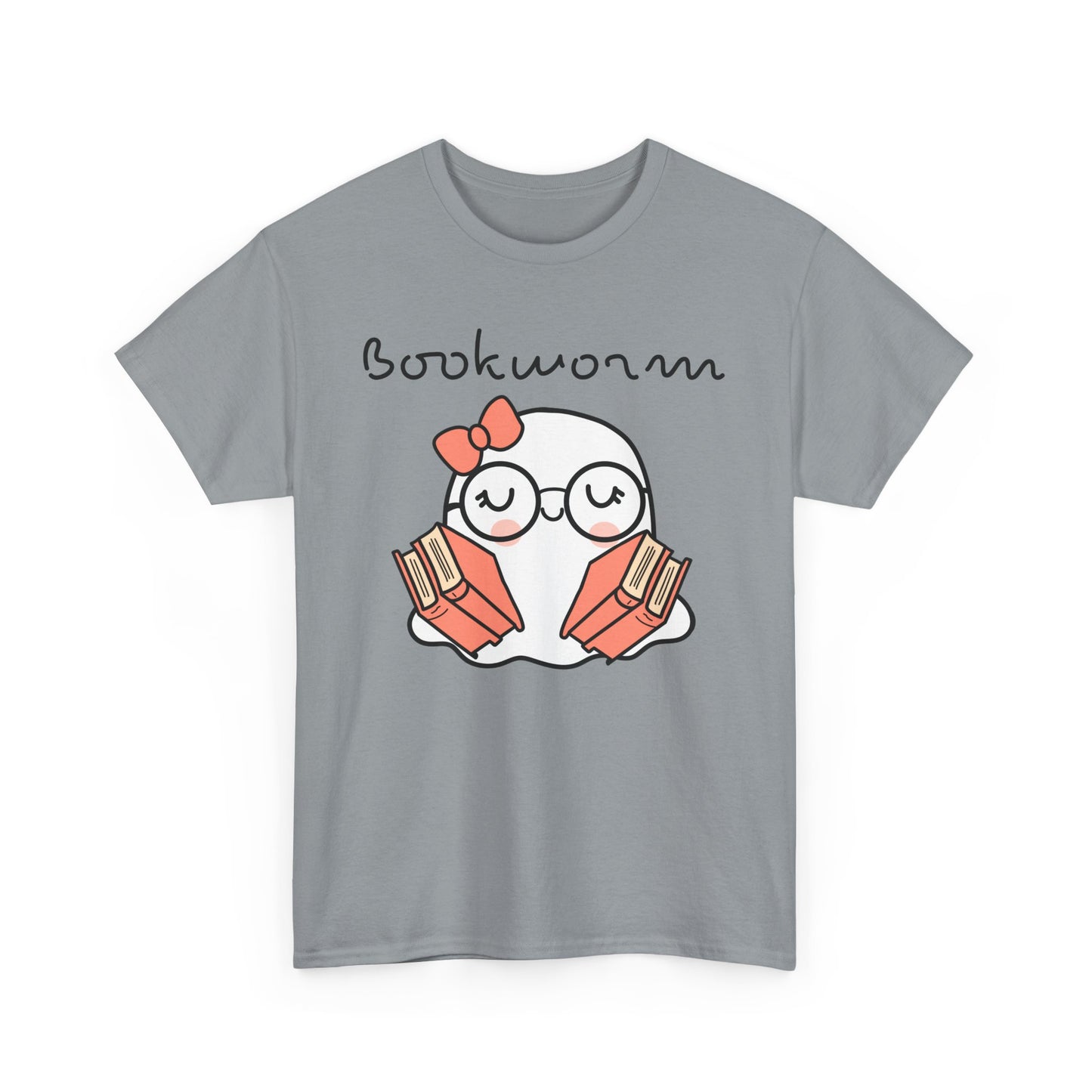 Cute Ghosty Bookwork Unisex Heavy Cotton Tee