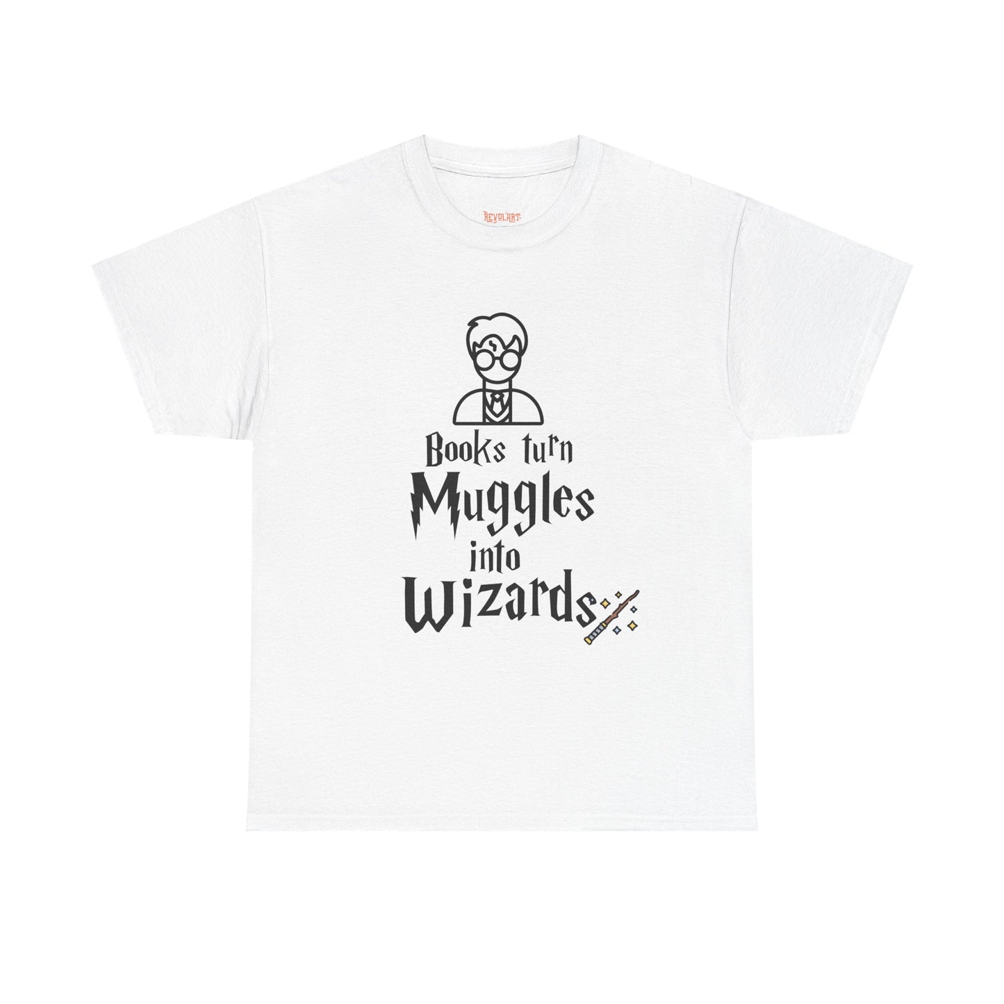 Books Turn Muggles into Wizards Unisex Heavy Cotton Tee
