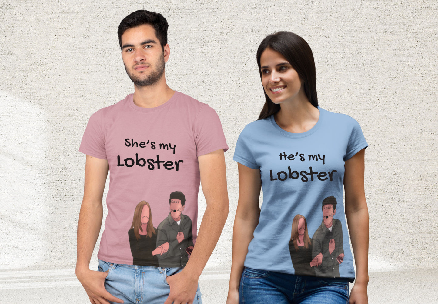 “He’s/She’s My Lobster” Matching T-Shirts – Friends TV Show Inspired Couple Bundle